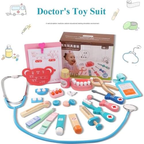 Wooden Children Early Childhood Puzzle Series Toys Medical Package Suit Doctor Cosplay Interactive Game Pretend Play Toy Suit