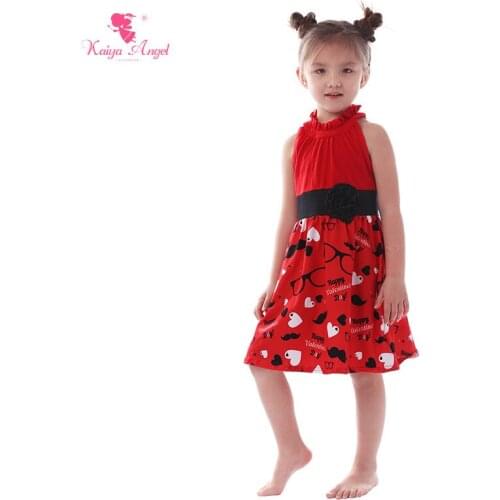 Kaiya Angel Valentines Children Princess Clothing Red Love Glasses Black Beard Dress Toddler Kids Wedding Party Dresses