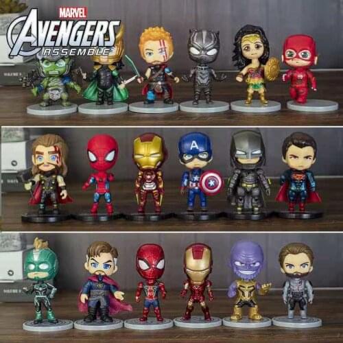 Marvel 6pcs/Lot Super Hero Figures Thor Iron Man Captain America Spiderman Model Toys for Children