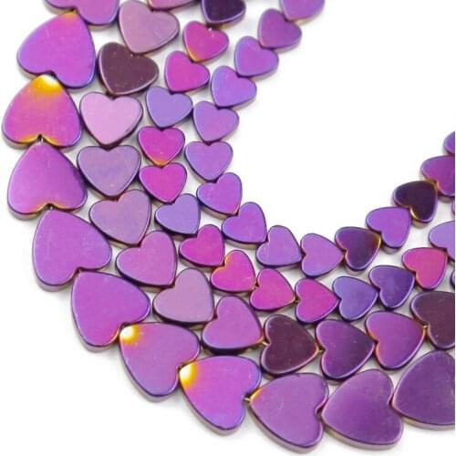 Purple heart shape Natural Hematite Stone Bead 6/8/10mm Spacer Loose Beads For Jewelry Making Diy Bracelet necklace Accessories