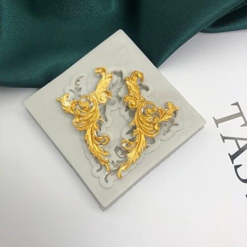 Retro pattern sugar fondant mold European leaf cake baking decoration silicone molds moulds for crafts glue drop moulds