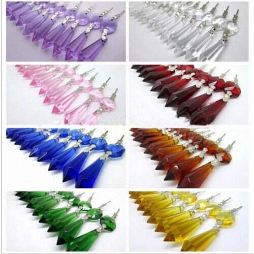 20pcs/lot 36mm mixcolors Crystal icicle pendants+14mm beads for chandelier parts,lighting suncatcher prisms wedding/home dcor