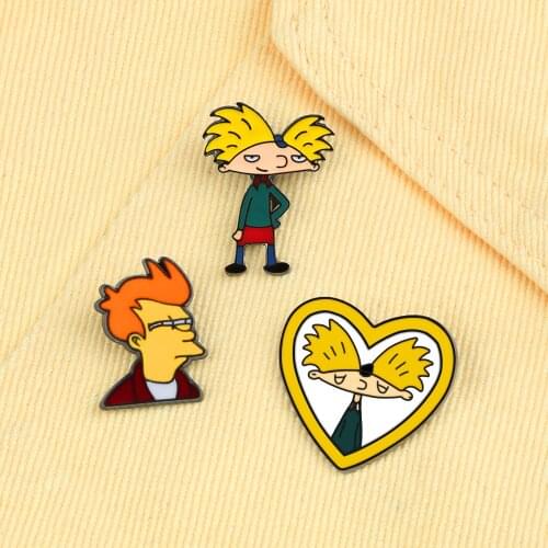 Comics Cartoon Brooch Arnold Enamel Pins Denim Jackets Collar Lapel Pin Shirt Bag Badge Fashion Brooches Jewelry Gifts for Kids