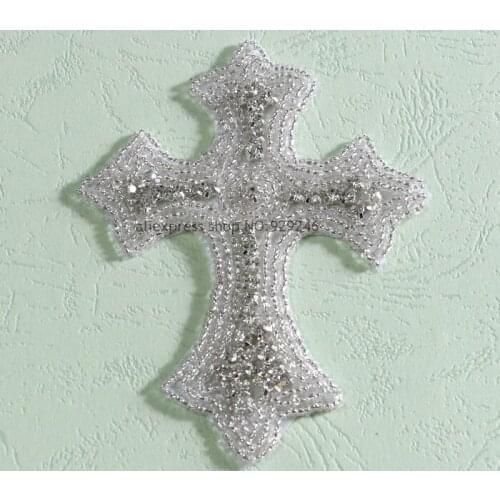 Cross Shape crystal rhinestone applique for bags Jeans decoration clear strass applique flatback shoes stone garment accessory