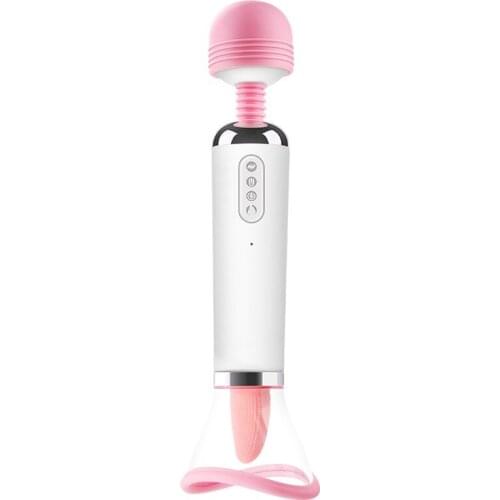 Multi Functional AV Vibrator Magic Wand for Women Masturbation Tongue Licking Heating Vibrator Silicone Masturbator