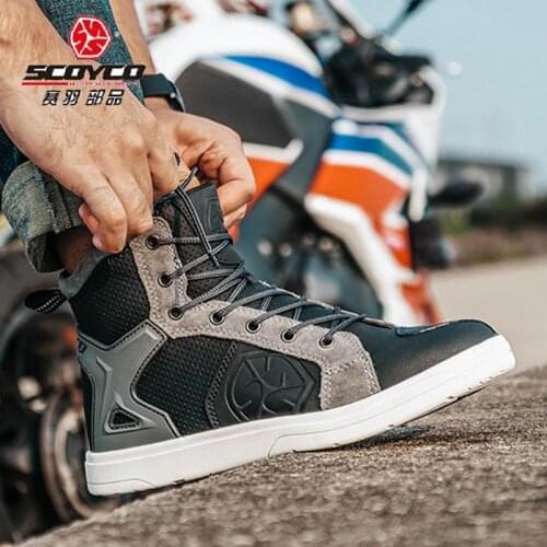 Summer Breathable SCOYCO Motorcycle Boots Men Motorcycle Shoes Moto Riding Boots casual Wear-resistant Non-slip racing shoes