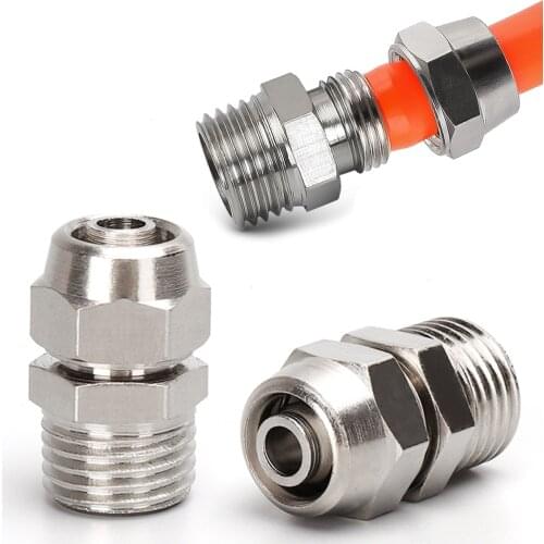 PC outer diameter 4 6 8 10 12mm trachea hose 1/8``/ 1 / 4''3 / 8''1/2'' brass external thread pneumatic quick tightening joint