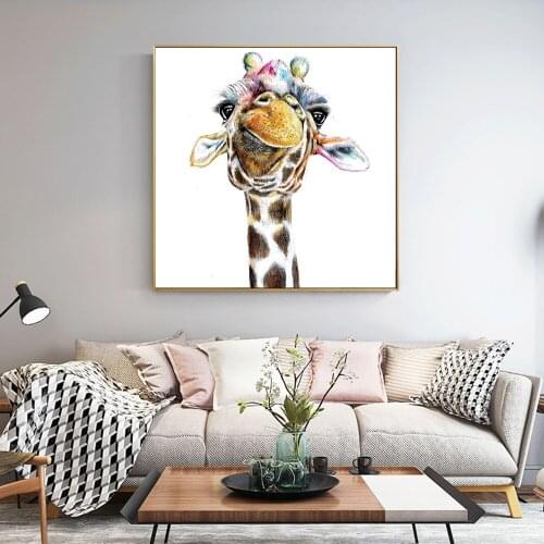 Abstract Color Giraffe Head Wall Painting Canvas Art Posters and Prints Animal Pictures For Living Room Cuadros Decor