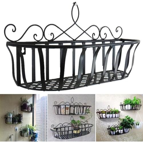 Hanging Planter Rack Metal Wire Railing Flower Pots Holder Stand Decorative Art Wall Mounted Plants Basket for Home Bar TN88