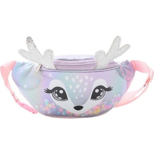 Portable Elk Print Waist Bag Fanny Pack Pouch Sport Belt Hip Chest Crossbody Shoulder Purse for Kids Children 28GD