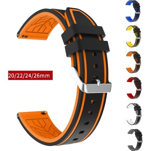 20mm 22mm 24mm 26mm Silicone Strap Quick Release Wrist Band for Samsung Galaxy Watch 42mm 46mm Active 2 S2 S3 Huawei gt 2/2e Pro