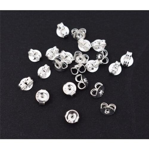 100pcs High Quality 925 Silver Plated Copper Material Earring Back Plug Earring Settings Base Ear Studs Back Whole Sale