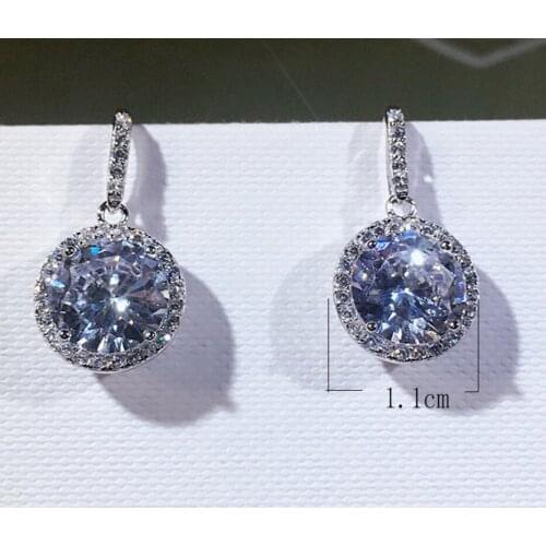 Fashion Luxury Elegance Stud Earrings For Women 100% 925 Sterling Silver Geometry Round Earrings For Women Jewelry Wholesale