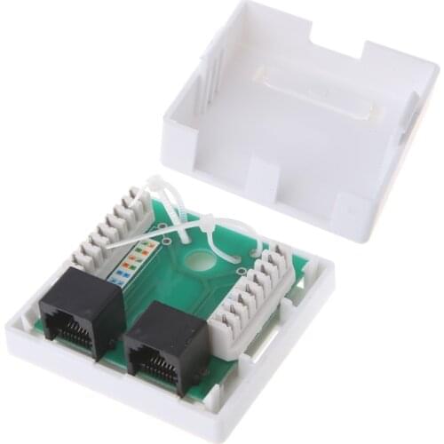 RJ45 Junction Box CAT5e Network Connector 2 Port Desktop Extension Cable Box