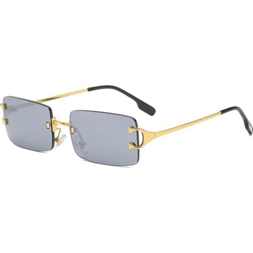 New Fashion Clip Rimless Sunglasses Women Trendy Small Rectangle Sun Glasses Summer Traveling Retro UV400 Shades Glasses