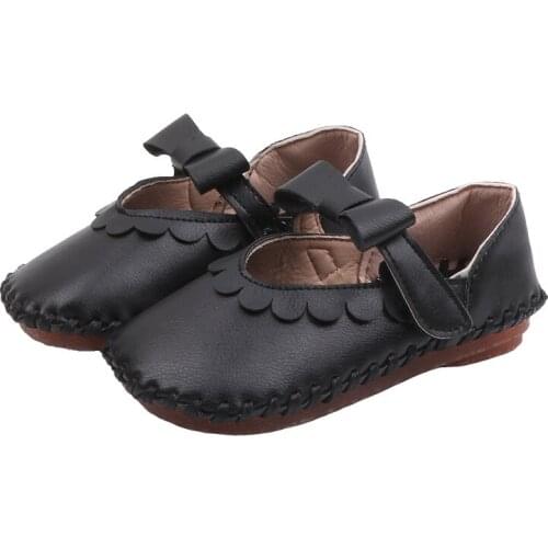 Girls' Leather Shoes Girls Soft-soled Princess Shoes Baby Peas Shoes Childrens Toddler Shoes Girls Bow Flats Kids Cute Shoes