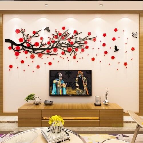 Creative plum House wall stickers DIY living room 3D Home restaurant TV sofa Entrance background wall Decorative paintings