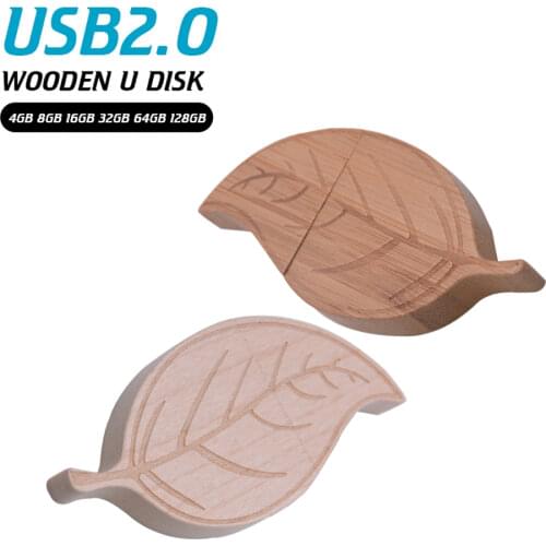 Wooden u disk leaf shape USB flash drive cle usb creative pendrive 8GB 16GB 32GB 64GB 128GB memory stick custom logo