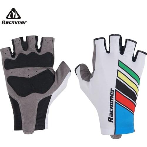 Racmmer Cycling Gloves Outdoor Protect MTB Bike Gloves Washable Breathable Polyester Spandex Half Finger Racing Bicycle Gloves