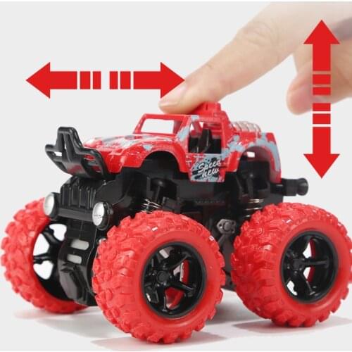 1:36 Mini Inertia Four-Wheel-Drive off-Road Vehicle Children Simulation Model Car Pull Back Stunt Car Boy Toy Car for Gift