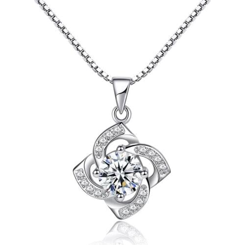 JewelryReal 925 sterling silver female simple trendy cute four-leaf clover necklace + pendant support recheck