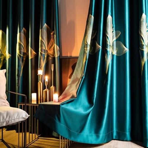 New Style Gong Brocade 3D Jacquard Embroidered Blackout Curtain Cloth Light Luxury Living Room Bedroom Balcony Custom Curtains