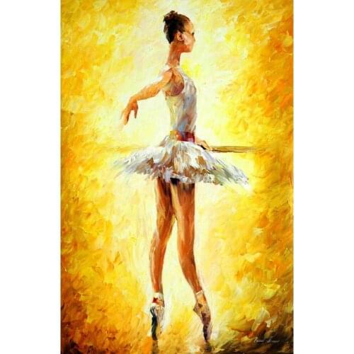 Woman Modern paintings with Palette knife Portrait art oil on Canvas in the ballet class Handmade high quality