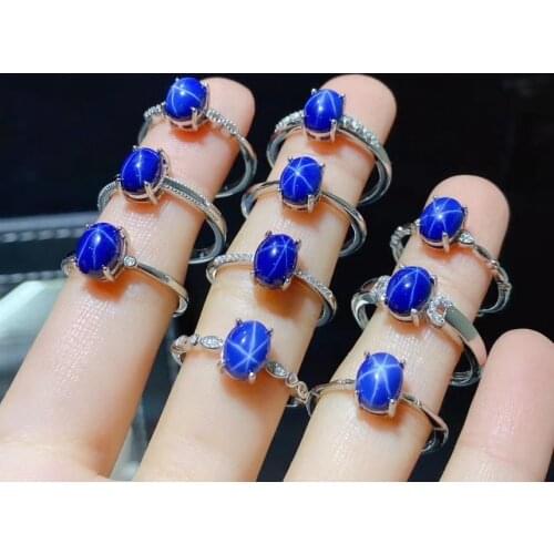 Star Blue Sapphrie with 925 Silver and Send At Random Luxury Jewelry Wedding Rings