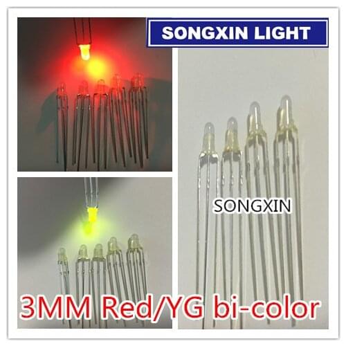 20pcs LED 3mm Round Diffused Red & Green two Color Common Anode LED Diode Light Emitting Diode RED/YELLOW GREEN R-YG Bi-color