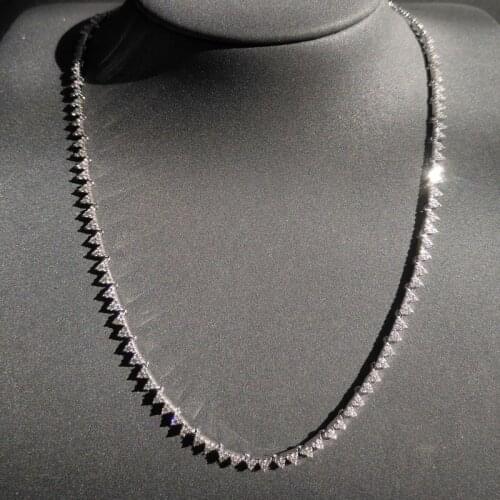 2020 New Pure 925 Sterling Silver Jewelry Silver White Triangle Collar Necklace For Women