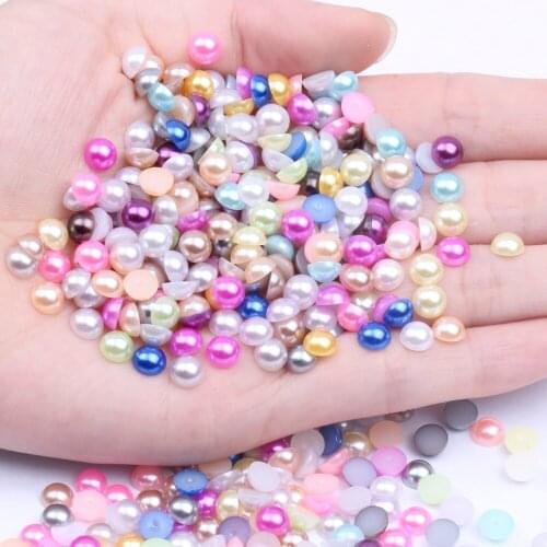 300pcs 6mm Half Round Pearls Many Colors Round Flatback Glue On Crafts Resin Scrapbooking Beads DIY Jewelry Nails Art
