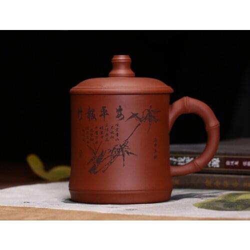 400ml Yixing Purple Clay Tea Mug With lid,Purple Teacup Grit Tea Set On Sale Tea cup Teapot,Chinese office mug