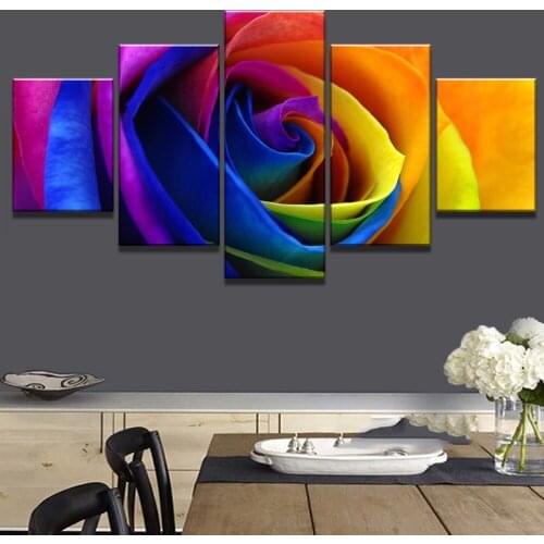New 5 Piece Canvas Art Multicolor Rose Flowers Cuadros Decoracion Paintings on Canvas Wall Art for Home Decorations Wall Decor