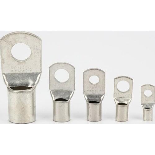 5pcs Tinned Copper Terminal Block SC2.5 SC4 SC6 SC16 SC25 SC35 SC50 SC70 Wire Connector Crimp Lug Cold Pressed Terminal 4mm 8mm