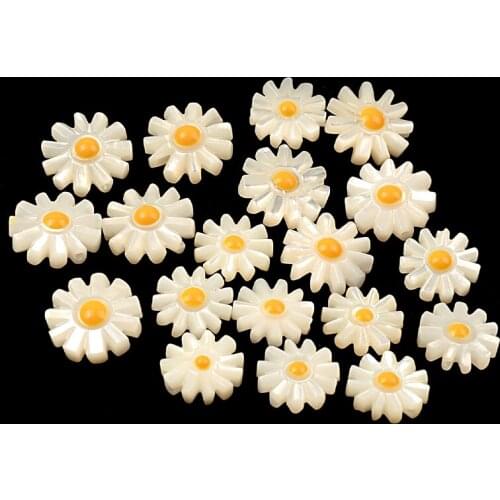 5pcs/lots 10/12mm Natural Pearl Shell Sun Flower Beads White Mother-of-pearl Oil Drop Pendant for Jewelry Making DIY Necklace
