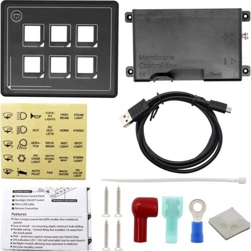 6 Gang Switch Panel On-Off LED Car Switch Panel Circuit Control for Marine Boat RV Lighting Control 11V-30V