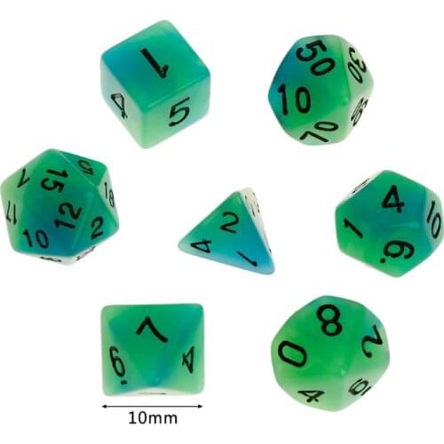 7Pcs/Set Luminous Polyhedral Sided Dice D4 D6 D8 D10 D12 D20 Set For Dungeons & Dragon D&D RPG Poly Game