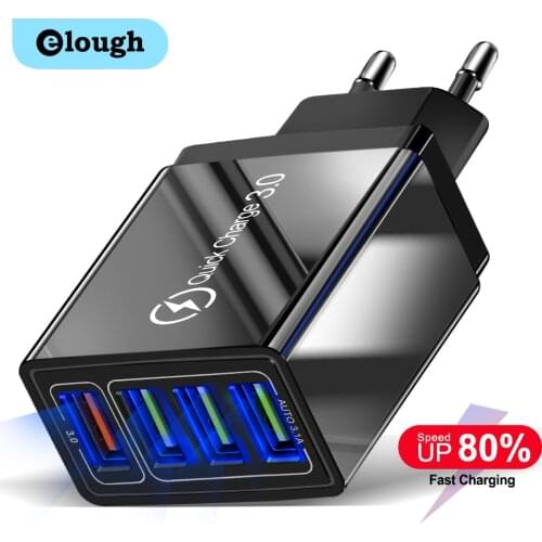 Elough 30W Quick Charge 3.0 Fast USB Charger For iPhone 7 x Samsung S10 S9 Xiaomi Huawei Wall Mobile Phone Charger EU US UK Plug