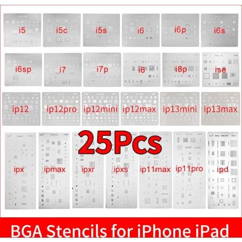 19 pcs full set IC Chip BGA Reballing Stencil Kits for iPhone XS MAX XR 8p 7 6s 6 SE 5S 5C 5 4S iPad high quality