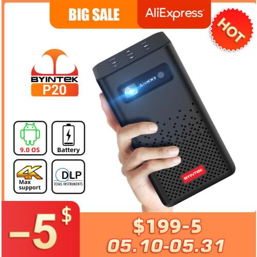 BYINTEK P20 Mini Portable Smart Android WIFI TV Video Pico LED DLP Projector for Full HD 1080P Mobile Smartphone PC 4K Cinema