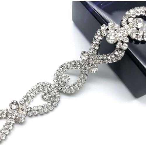 10Yards Crystal Trim Rhinestone Chain DIY Clothes Accessory Dress Belts Headpiece Jewelry Decoration Silver Plating