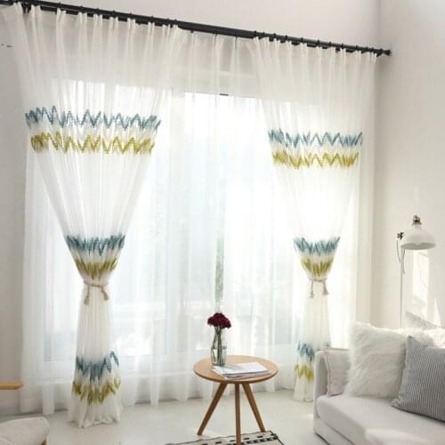 Elegant Wave White Tulle Curtains for Living Room Home Decoration Breathale Window Door Screens Cortinas