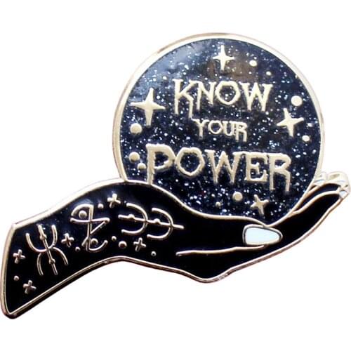 Girl power witch enamel badge Glitter pin Feminist jewelry
