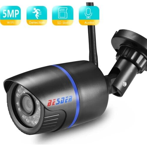 BESDER 5MP Audio Security IP Camera Wireless Night Vision ONVIF CCTV Surveillance Outdoor Wifi Camera With SD Card Slot Max 64GB