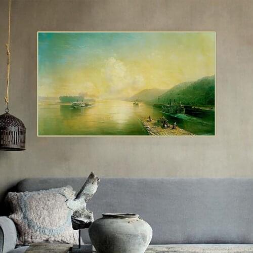 Citon Ivan Aivazovsky《Volga near Zhiguli》Canvas Oil Painting Artwork Poster Picture Wall Decor Home Interior Decoration