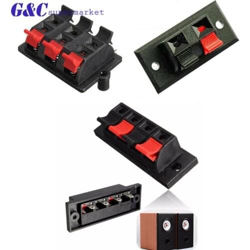 2P 4P 6P Speaker Terminal Plate 2 Position 2 Terminals Spring Clip Black Red Double Input Jack Audio Speaker