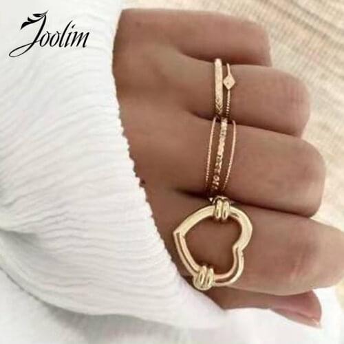 Joolim Gold Finish Love Heart Linellae Stainless Steel Rings 2021 Jewelry