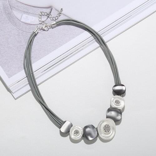 2021 Collares Fashion Statement Necklaces & Pendants For Women Multilayer PU Leather Necklace Maxi Collier Femme Choker Bijoux