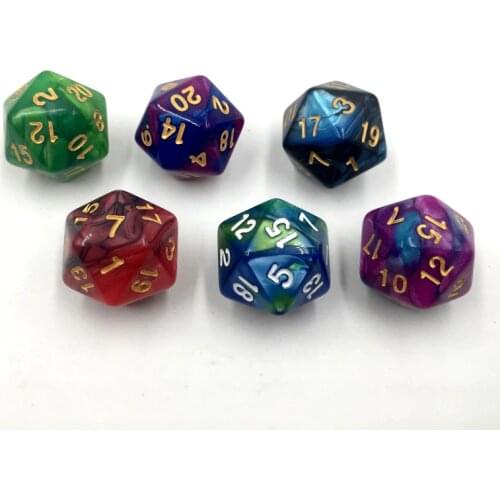 Rollooo Dice Two-Tone D20 RPG Dice Rich Colors D20 Dice for Rpg Dungeons & Dragon 20 Faces Games Dices