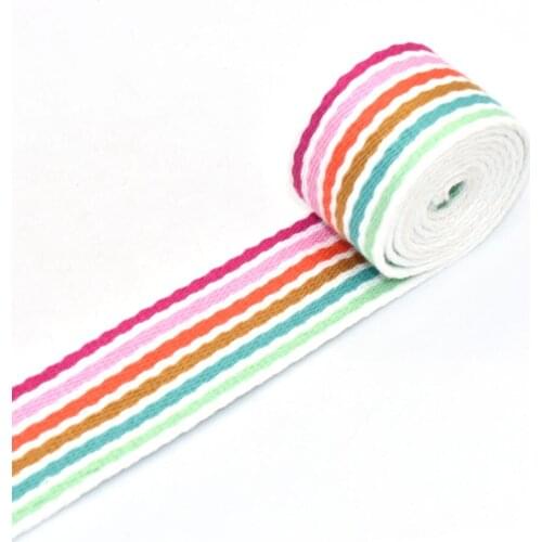 1.5"Rainbow Stripe Ribbons Webbing Belt - Knit Tape Ribbon Bag Belt Ribbon Bag Webbing Dog Collar Webbing for Garment Sewing